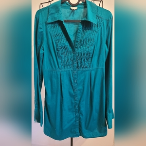 Long sleeve aqua button‎ shirt